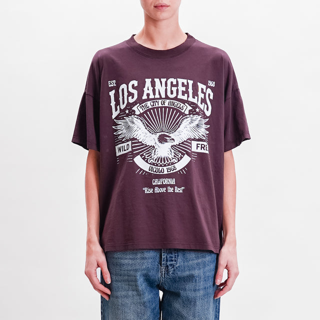 Vicolo-T-shirt "LOS ANGELES" - plum