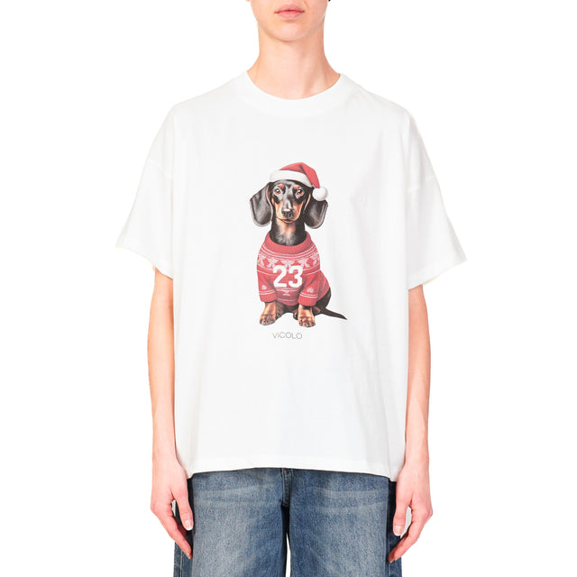 Vicolo-T-shirt stampa DOG CHRISTMAS - bianco