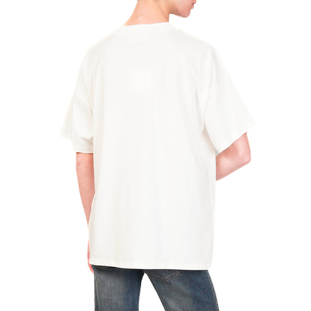 Vicolo-T-shirt teddy con rigali - bianco