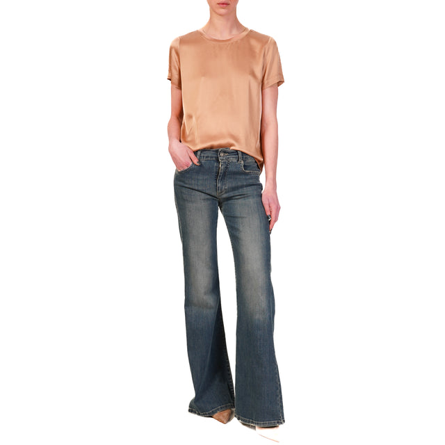 Vicolo-Blusa in satin mezza manica - blush