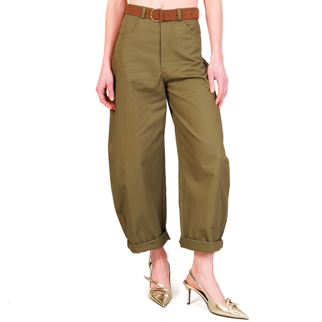 Vicolo-Pantalone barrel in cotone - militare