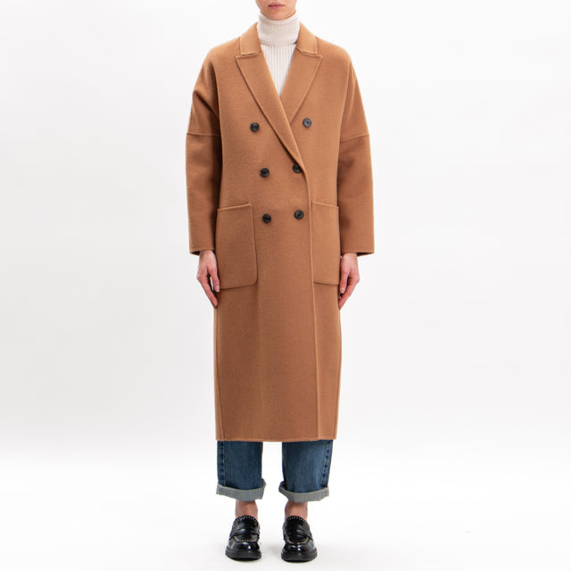 Vicolo-Handmade double-breasted coat mixed wool - leather