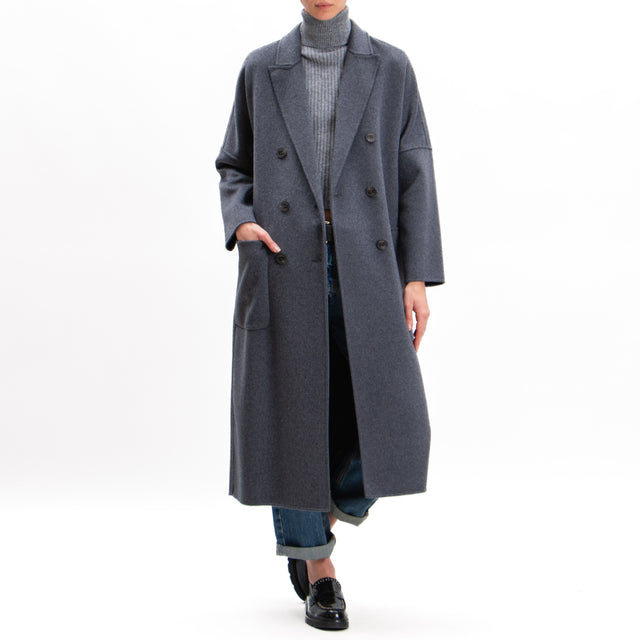 Vicolo-Handmade double-breasted wool blend coat - anthracite