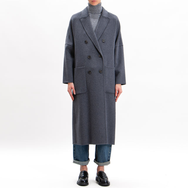 Vicolo-Handmade double-breasted wool blend coat - anthracite