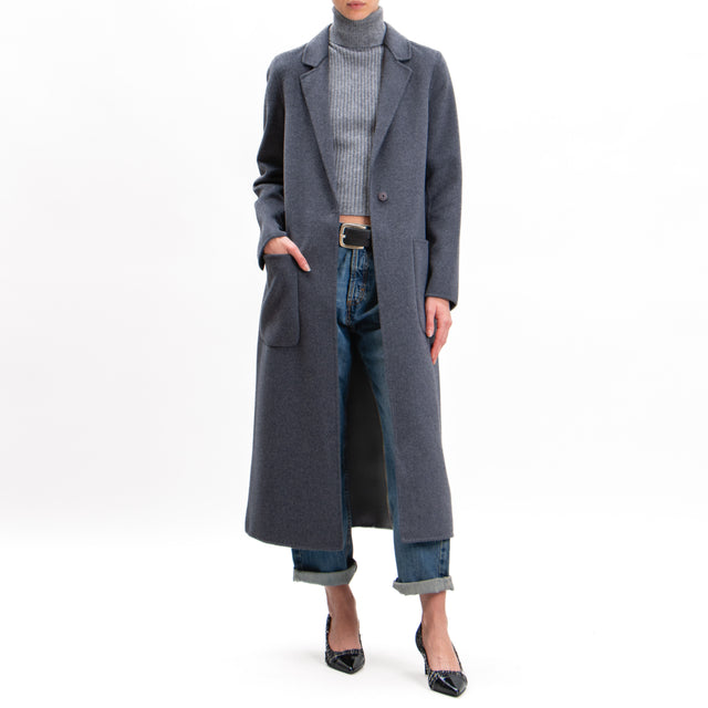 Vicolo-Handmade coat mixed wool back slit - anthracite