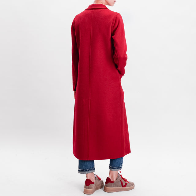 Vicolo-Cappotto hand made misto lana spacco dietro - Rosso