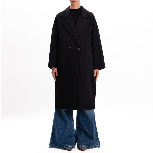 Vicolo-Handmade coat egg wool blend - black