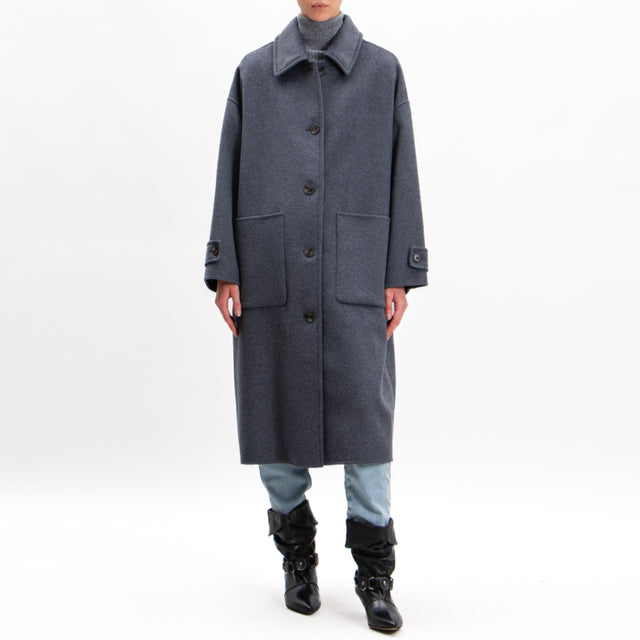 Vicolo-Handmade coat mixed wool back slit - anthracite