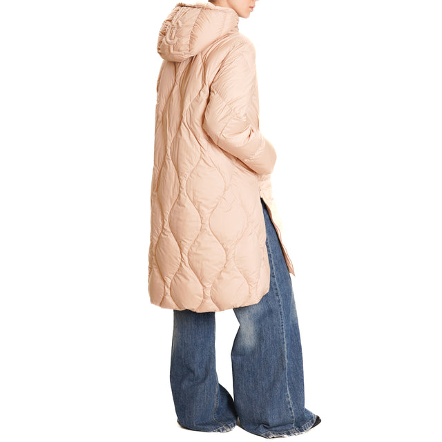 Vicolo-Quilted Down Jacket with Hood - Beige