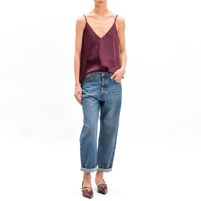 Vicolo-Top in satin adjustable straps - wine