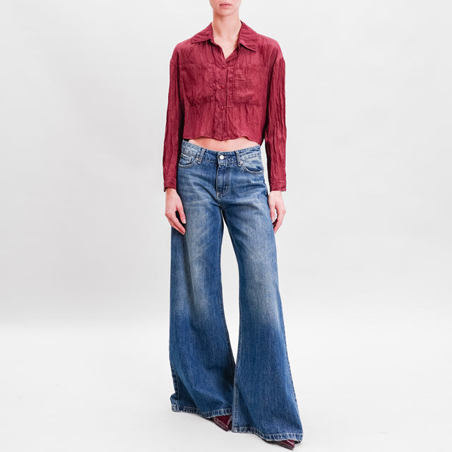 Vicolo-Camicia crop in tessuto goffrato - Bordeaux