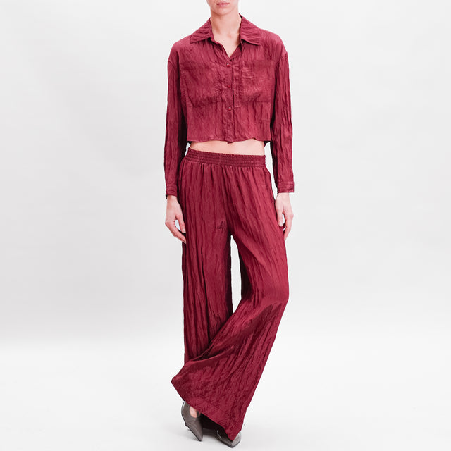 Vicolo-Camicia crop in tessuto goffrato - Bordeaux