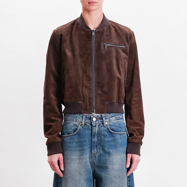 Vicolo-Bomber genuine leather scamosciato - moro