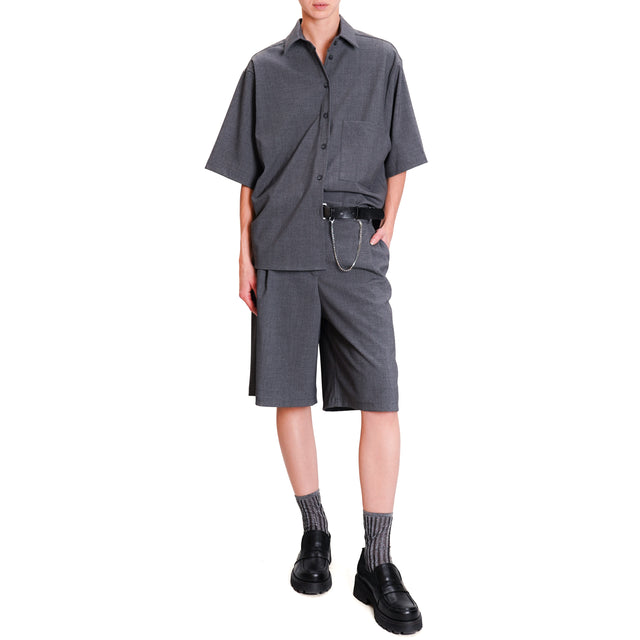 Vicolo-Shirt half sleeve side slits - anthracite