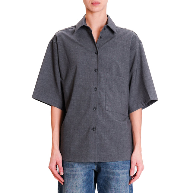 Vicolo-Camicia mezza manica spacchi laterali - antracite