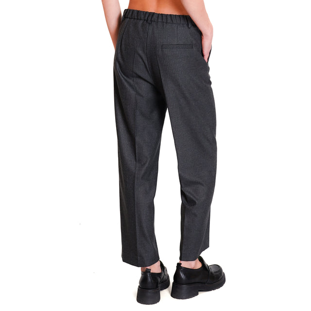 Vicolo-Pantalone pinstripe elastic back - anthracite