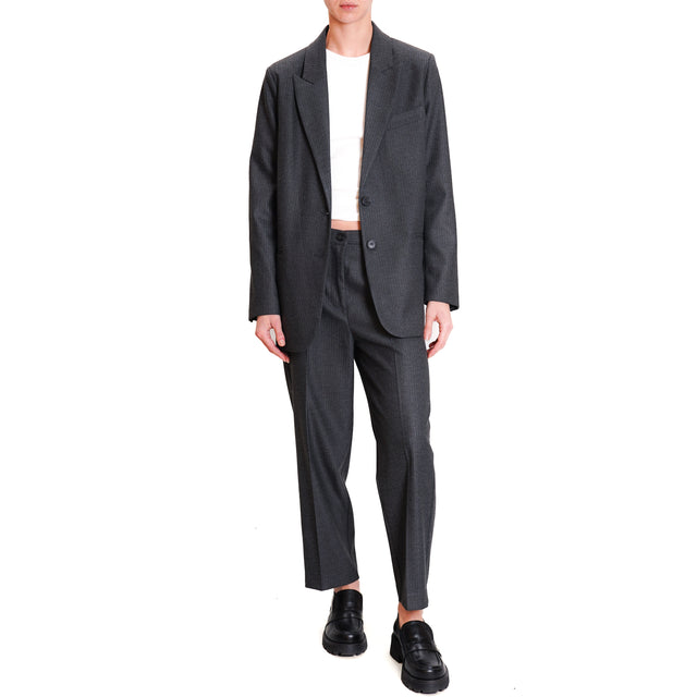 Vicolo-Pantalone pinstripe elastic back - anthracite