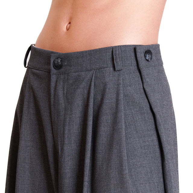 Vicolo-Pantalone with pleats and side buttons - grey