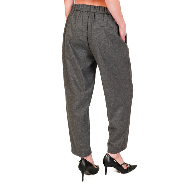 Vicolo-Pantalone in flanella con elastico dietro - grigio