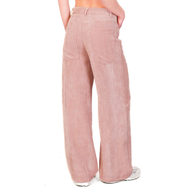 Vicolo-Pantalone palazzo velluto 500 righe - rosa