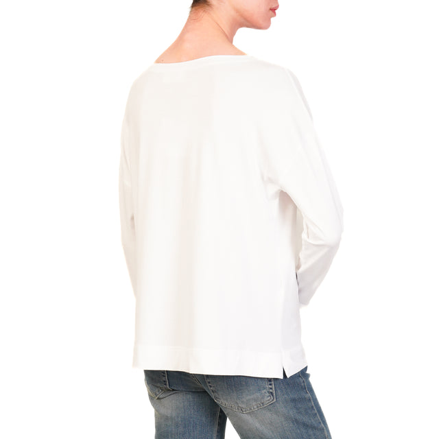 Vicolo-T-shirt in jersey manica lunga - bianco