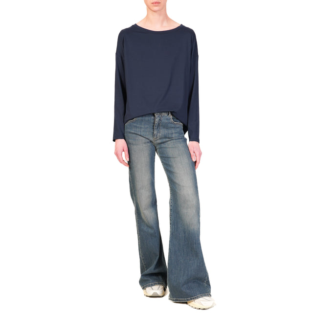 Vicolo-T-shirt in jersey manica lunga - blu