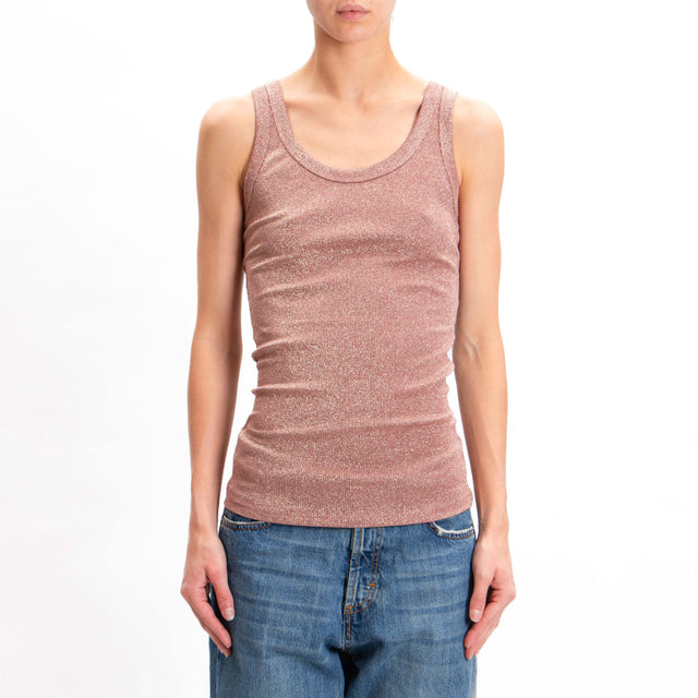 Vicolo-Lurex Tank Top - Blush