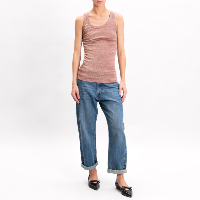 Vicolo-Lurex Tank Top - Blush