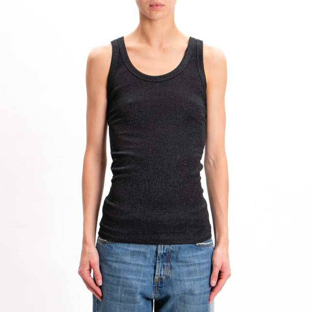 Vicolo-Lurex Tank Top - Black