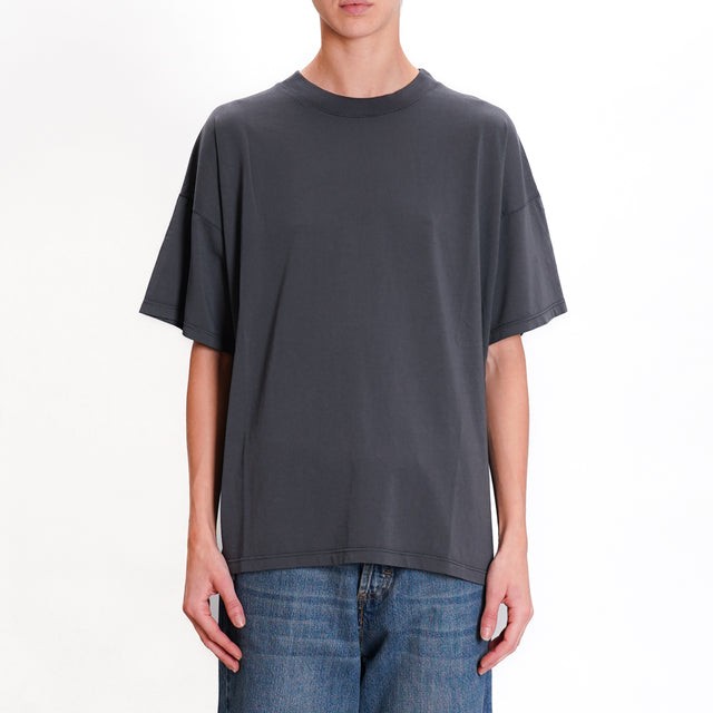 Vicolo-Cotton Crewneck T-Shirt - Lead