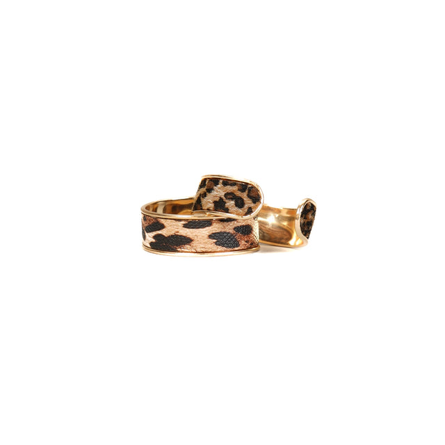 W by Whitemood-Bracciale rigido animalier - leopardato beige/nero in cavallino