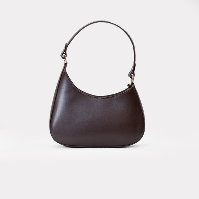 W by Whitemood-Asymmetrical crescent shoulder bag - coffee