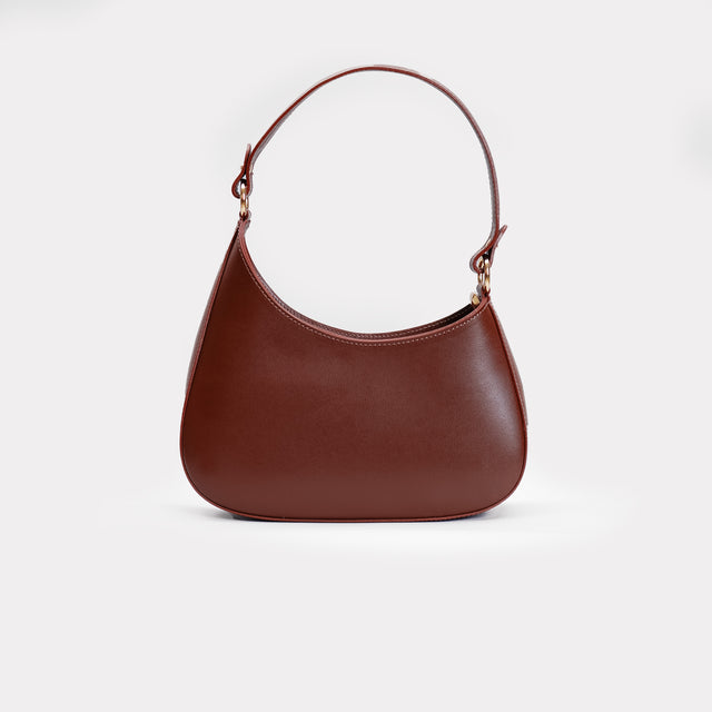 W by Whitemood-Asymmetrical crescent shoulder bag - chocolate