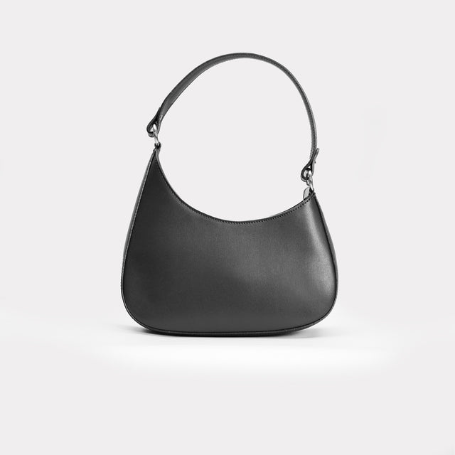 W by Whitemood-Asymmetrical crescent shoulder bag - black