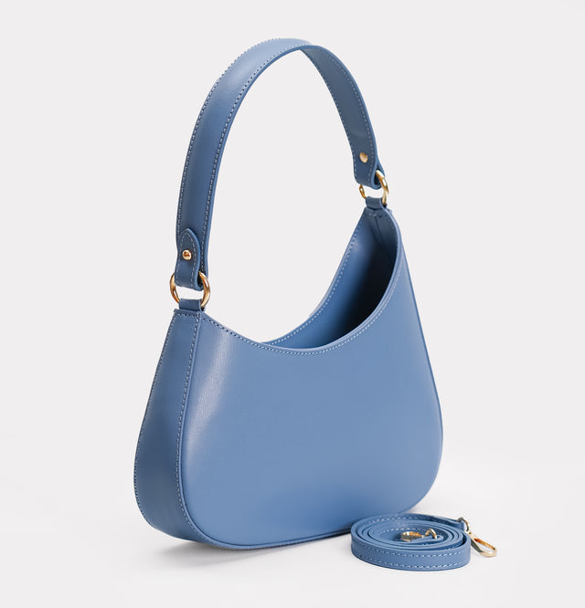 W by Whitemood-Asymmetrical crescent shoulder bag - powder