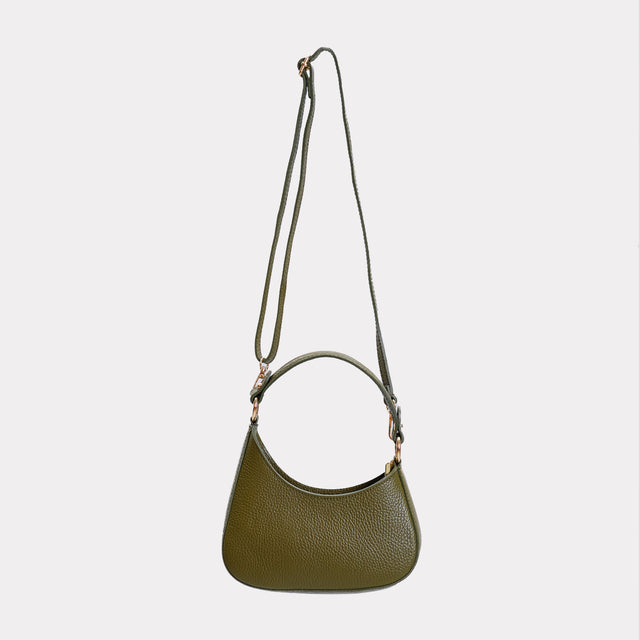 W by Whitemood-Asymmetrical crescent mini shoulder bag - military