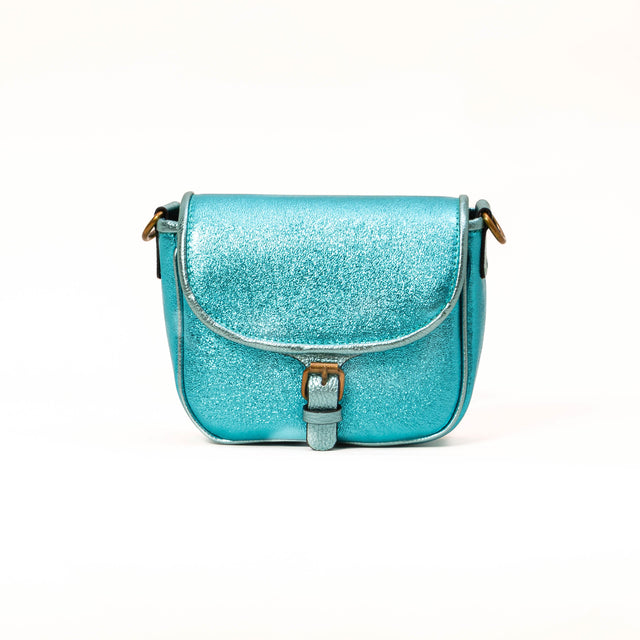 W by Whitemood-Mini tolfina in leather - turquoise laminate