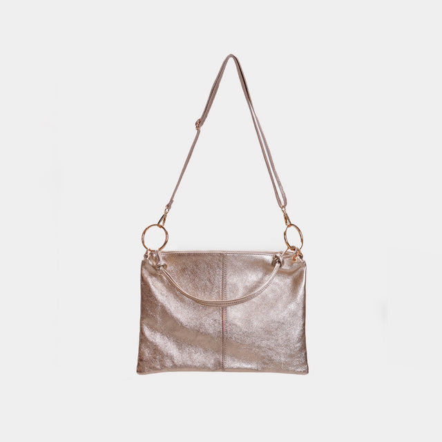 W by Whitemood-Borsa a spalla in pelle laminata - bronzo