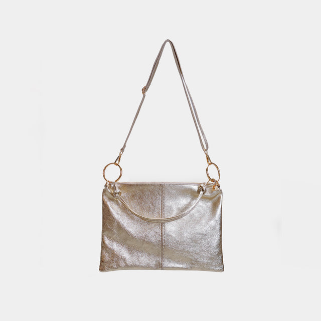 W by Whitemood-Laminated leather shoulder bag - gold