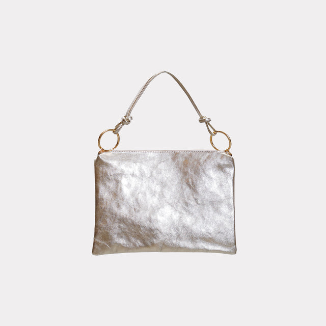 W by Whitemood-Laminated leather shoulder bag - gold