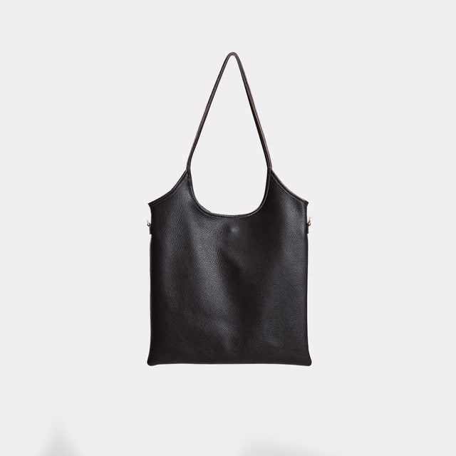 W by Whitemood-Leather shopper bag - black