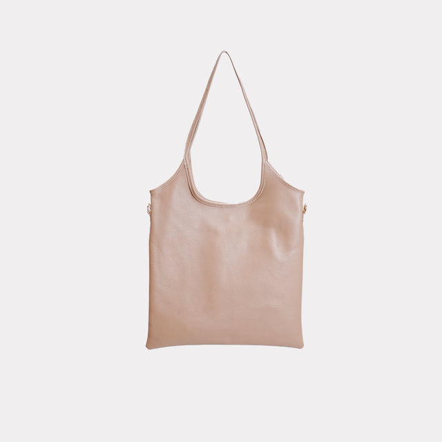 W by Whitemood-Leather shopper bag - sand