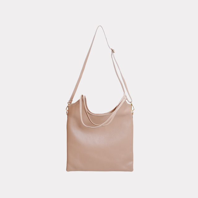 W by Whitemood-Leather shopper bag - sand