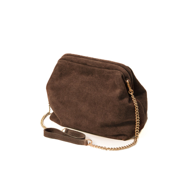 W by white mood-Borsa clutch genuine leather scamosciata - moro