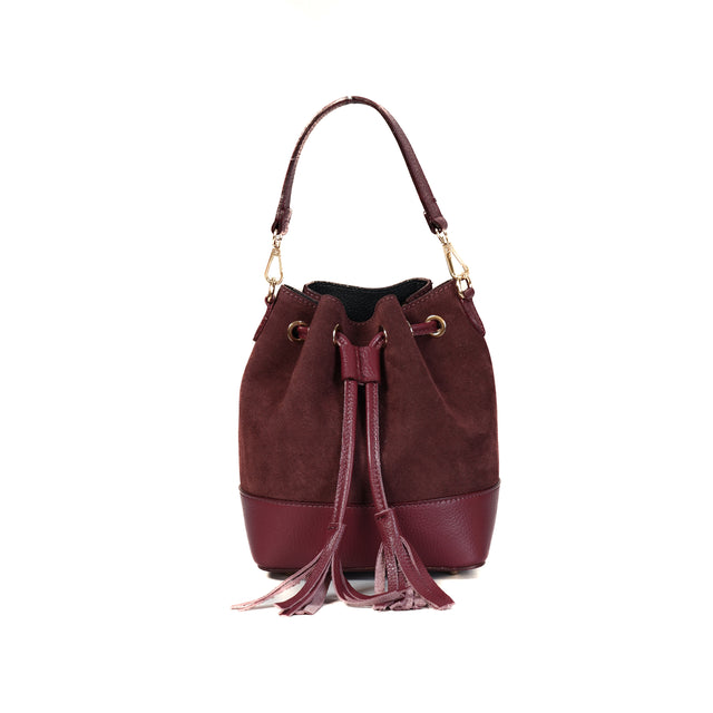 W by Whitemood-Borsa secchiello grande con nappine - Bordeaux