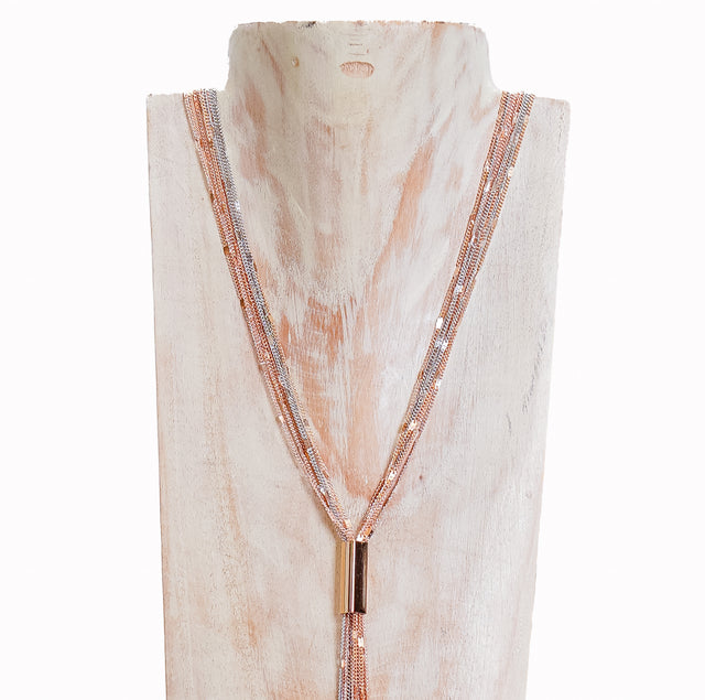 W by Whitemood-Y multi-strand necklace - silver/gold/rose gold