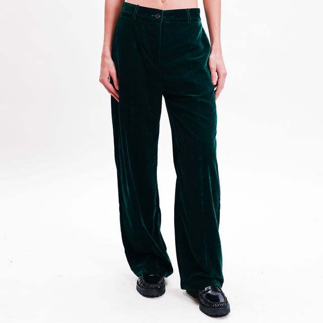 Wu'side-Pantalone velluto - VERDE