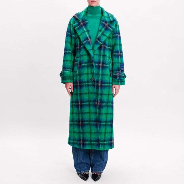 Wu'side-Cappotto tartan lana cotta - verde/nero