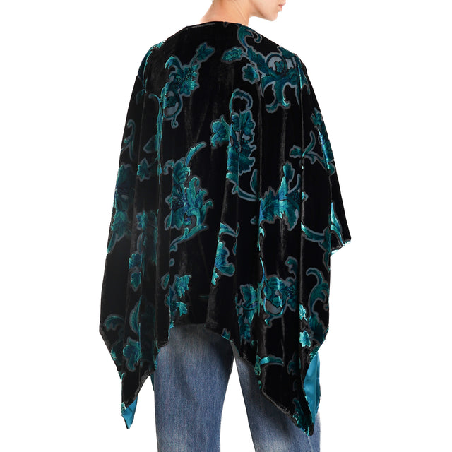 Wu'side-Devoré Velvet Cape - Teal/Black