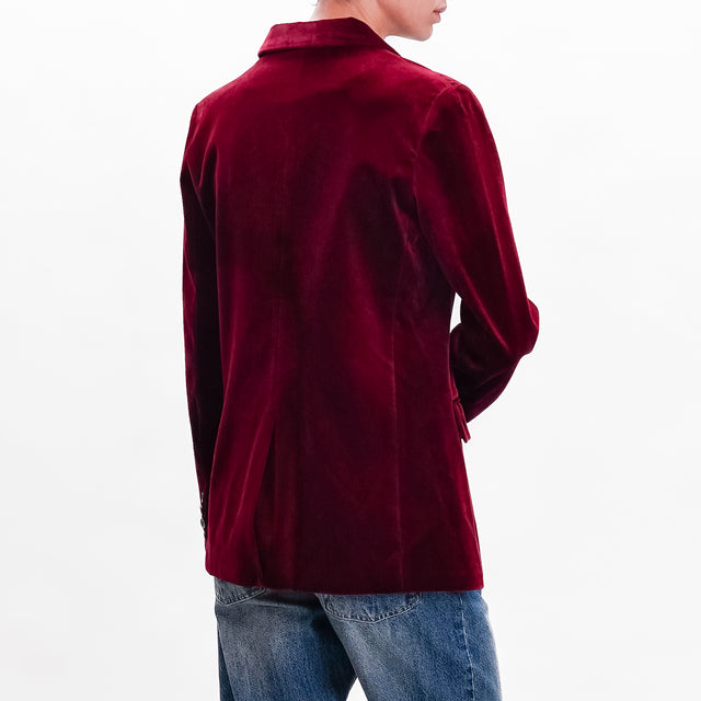 Wu'sde-Double-breasted velvet jacket in moleskin fabric - Bordeaux